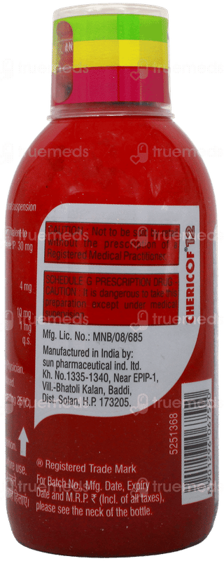 Chericof 12 Cherry Flavour Sugar Free Suspension 100Ml